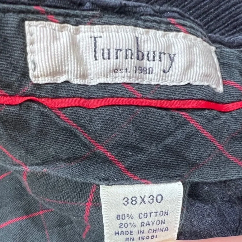 Turnbury Mens Navy Blue Corduroy Pleated Relaxed Fit Pants‎ 38x30